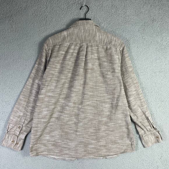 Solaris Mens XL Long‎ Sleeve Button Shirt Beige Cotton Casual Collared Top - Picture 8 of 9